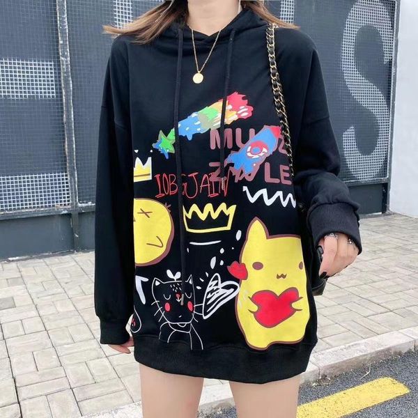 korean version of the new fall wild casual loose letter printing cartoon cat sweater women, Black
korean version of the new fall wild casual loose letter printing cartoon cat sweater women, Black