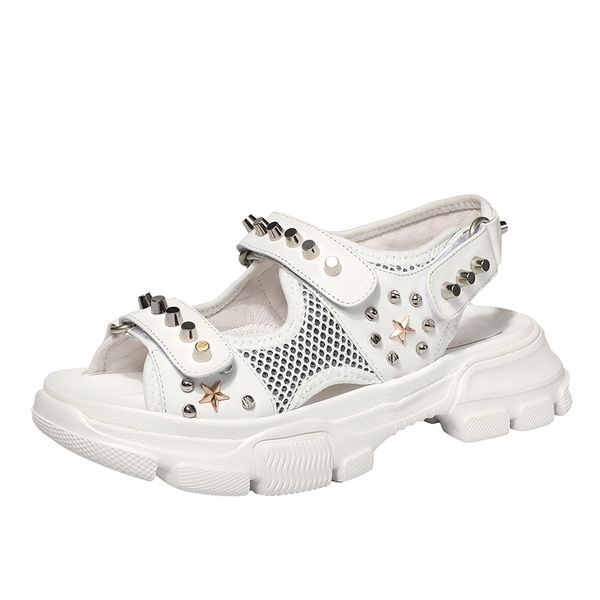 genuine leather white studed sandals summer flat platform casual shoes gladiator beach shoes women, Black
genuine leather white studed sandals summer flat platform casual shoes gladiator beach shoes women, Black