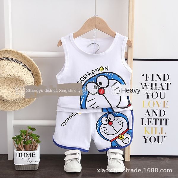 children's dingdang cat cartoon printing two-piece set vest vest small xinxin 2020 summer men's baby suit, Blue
children's dingdang cat cartoon printing two-piece set vest vest small xinxin 2020 summer men's baby suit, Blue