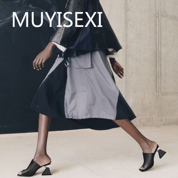 slipper summer natural leather 7cm high heel square peep toe mules solid young ladies sandals women shoes hl252 muyisexi, Black
slipper summer natural leather 7cm high heel square peep toe mules solid young ladies sandals women shoes hl252 muyisexi, Black