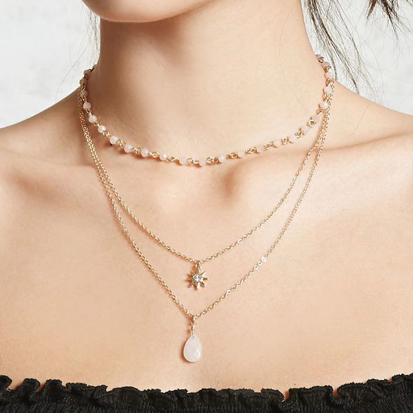 european and american fashion new jewelry handmade simple and exquisite diamond pendant multilayer collar necklace, Golden;silver
european and american fashion new jewelry handmade simple and exquisite diamond pendant multilayer collar necklace, Golden;silver