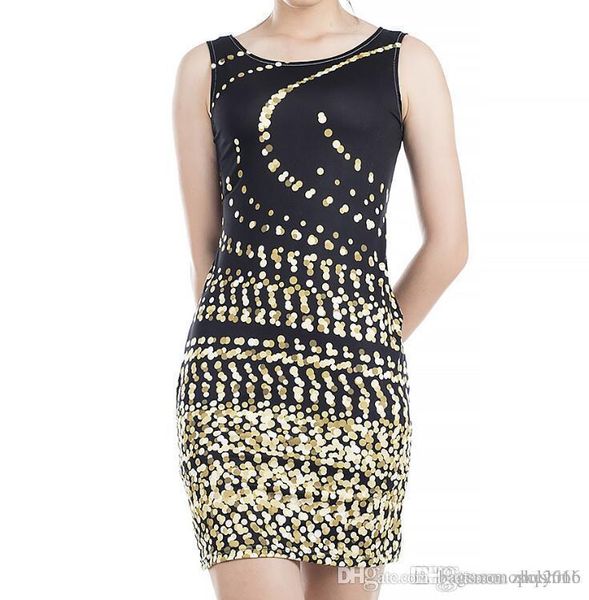 women dress summer crew neck sling sleeveless hip waist elegant lady colorful dot spot gold printed skirt casual pencil dresses sz l, Black;gray
women dress summer crew neck sling sleeveless hip waist elegant lady colorful dot spot gold printed skirt casual pencil dresses sz l, Black;gray