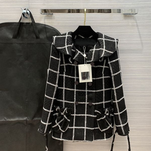 women jacket coat vintage ruffle collar camellia lining plaid woven coarse woolen lace waist coat jennie same style, Black;brown
women jacket coat vintage ruffle collar camellia lining plaid woven coarse woolen lace waist coat jennie same style, Black;brown