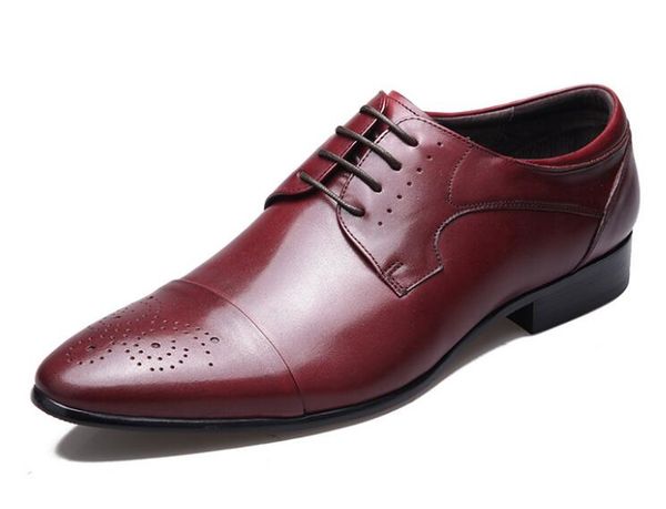 new pointed toe breathable genuine leather formal carved brogue shoes fashion wedding men's shoes lace up men dress, Black
new pointed toe breathable genuine leather formal carved brogue shoes fashion wedding men's shoes lace up men dress, Black