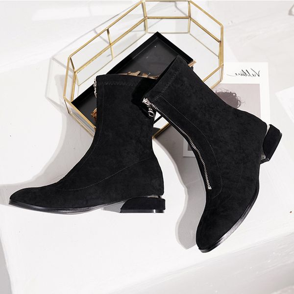 women thick-heeled fashion all-match boots, women suede inner plus velvet boots front zipper winter plus size boots, Black
women thick-heeled fashion all-match boots, women suede inner plus velvet boots front zipper winter plus size boots, Black