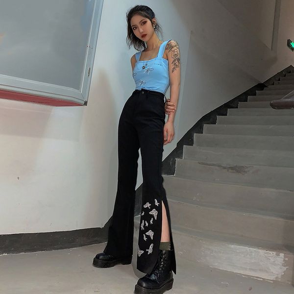 streetwear butterfly printed dark black flare split pant bell bottom high waist women harajuku fashion cute korean elegant, Black;white
streetwear butterfly printed dark black flare split pant bell bottom high waist women harajuku fashion cute korean elegant, Black;white