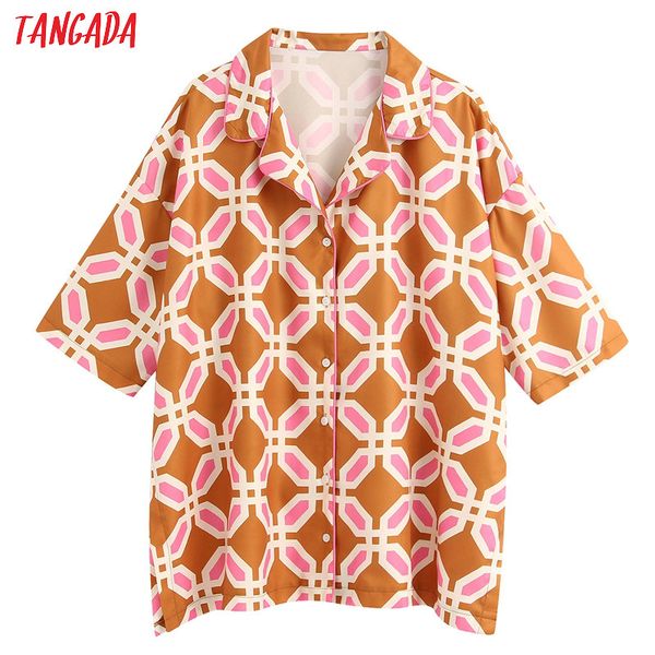 women's blouses & shirts tangada women oversized print chiffon blouse summer short sleeve chic female casual loose blusas be363, White
women's blouses & shirts tangada women oversized print chiffon blouse summer short sleeve chic female casual loose blusas be363, White