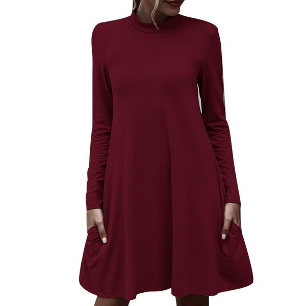 women long sleeve elegant dress pocket robes casual autumn basic dress solid color stand collar a line short mini dresses d30, Black;gray
women long sleeve elegant dress pocket robes casual autumn basic dress solid color stand collar a line short mini dresses d30, Black;gray