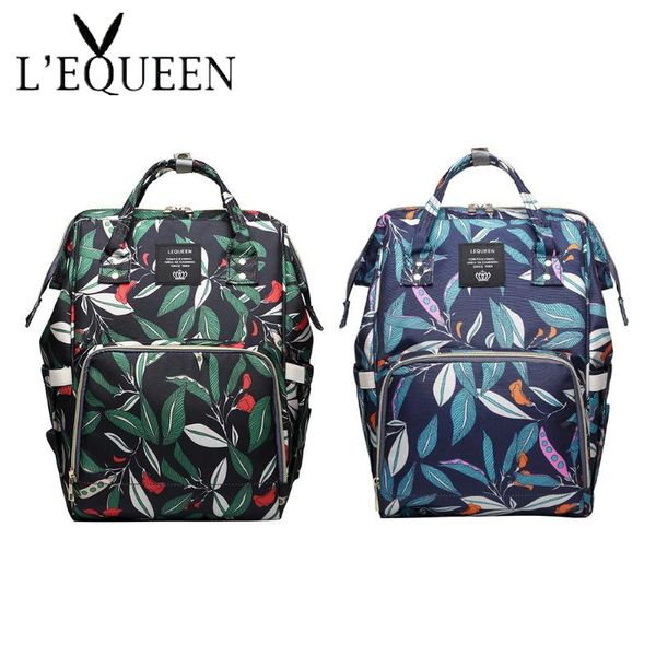 Fashion Mummy Maternity Napyy Bag Baby Diaper Bags Fresh Leaf Print Large Capacity Travel Backpack Nursing Bag Baby Care