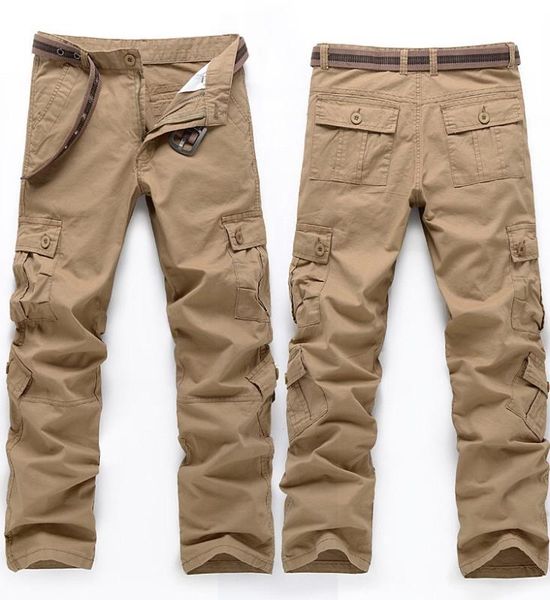 city tactical pants men cotton pocket loose comfortable cargo pants men, Black