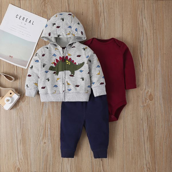 children's hooded jacket 2020 autumn new baby boys dinosaur sweatshirt small beam feet trousers wine red romper three-piece suit, White
children's hooded jacket 2020 autumn new baby boys dinosaur sweatshirt small beam feet trousers wine red romper three-piece suit, White