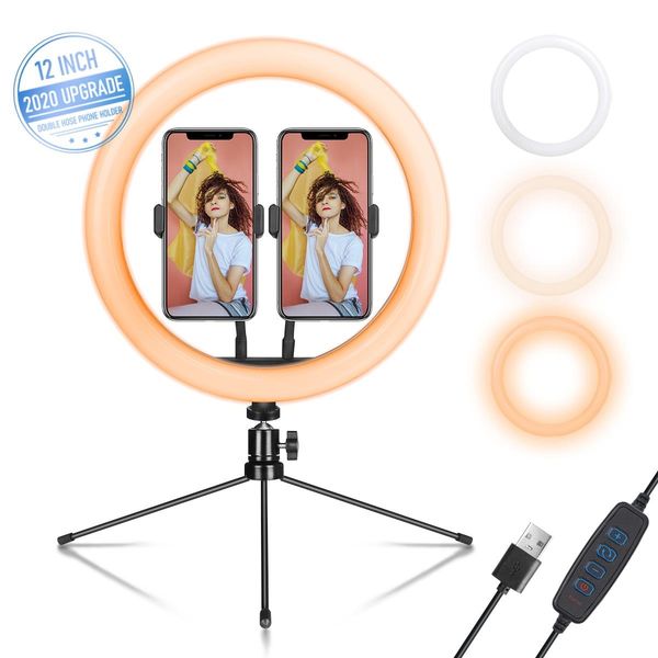 12 inches led ring light selfie dimmable fill light with tripod double mobile phone clip holder for tiktok live broadcast video dual camera
12 inches led ring light selfie dimmable fill light with tripod double mobile phone clip holder for tiktok live broadcast video dual camera