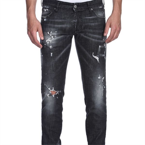 2019 summer men's fashion straight jeans skinny and tattered micro-elastic slim and frayed pants wild edition, Blue 
2019 summer men's fashion straight jeans skinny and tattered micro-elastic slim and frayed pants wild edition, Blue