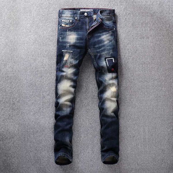 men's jeans fashion streetwear men dark blue embroidery designer ripped elastic punk pants hip hop homme
men's jeans fashion streetwear men dark blue embroidery designer ripped elastic punk pants hip hop homme