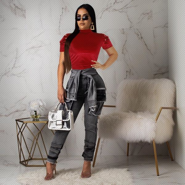 european and american womens t-shirt womens short-sleeved loose cute casual half-high collar red wine shirt pearl shirt, White
european and american womens t-shirt womens short-sleeved loose cute casual half-high collar red wine shirt pearl shirt, White
