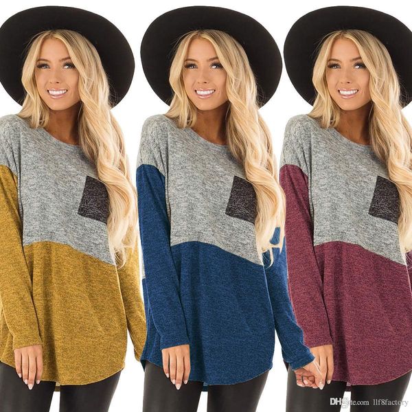 2018 new large size women casual t-shirt fashion stitching round neck long sleeve comfortable shirt 9063, Blue
2018 new large size women casual t-shirt fashion stitching round neck long sleeve comfortable shirt 9063, Blue