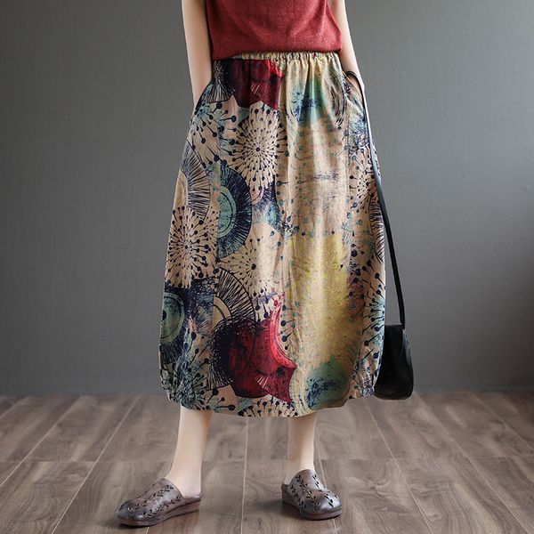 fairynatural large size ladies chinese style print skirts summer women elastic waist pocket flower vintage loose linen skirt, Black
fairynatural large size ladies chinese style print skirts summer women elastic waist pocket flower vintage loose linen skirt, Black