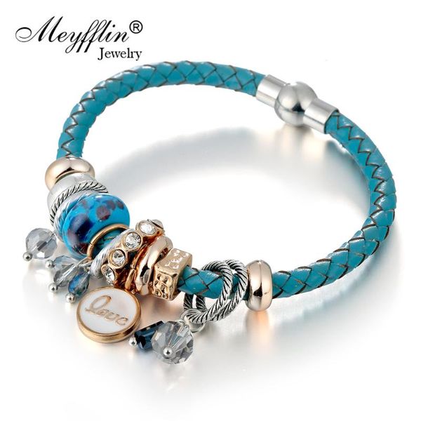 meyfflin women charms leather bracelets & bangles for female jewelry fashion crystal beads magnet bracelet pulseiras bijoux gift, Black 
meyfflin women charms leather bracelets & bangles for female jewelry fashion crystal beads magnet bracelet pulseiras bijoux gift, Black
