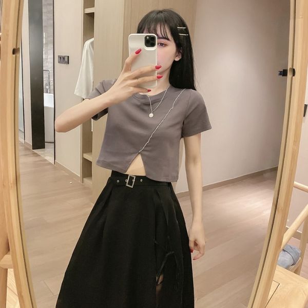 2020 new hong kong flavor net red split short t-shirt high waist slim design skirt two-piece suit female, Black;pink
2020 new hong kong flavor net red split short t-shirt high waist slim design skirt two-piece suit female, Black;pink