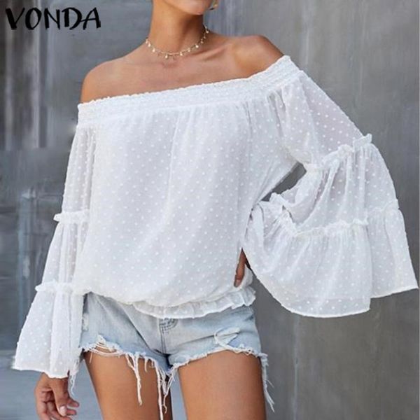 plus size casual female blusas off shoulder shirt vonda elegant office women summer long sleeve polka dot blouse tunic, White
plus size casual female blusas off shoulder shirt vonda elegant office women summer long sleeve polka dot blouse tunic, White