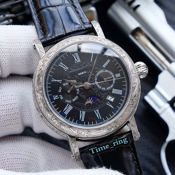 version calatrava 5147g-001 black date dial silver carved case 9100 automatic movement men's watch black leather strap designer watches, Slivery;brown
version calatrava 5147g-001 black date dial silver carved case 9100 automatic movement men's watch black leather strap designer watches, Slivery;brown