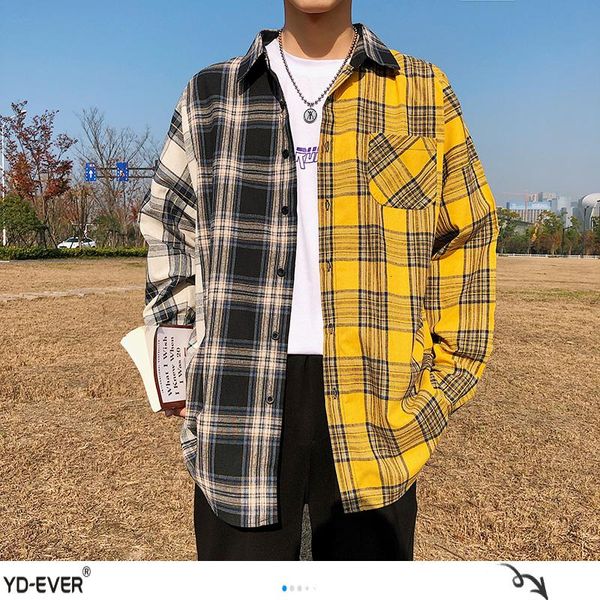 korean plaid shirts for men 2020 fashion patchwork long sleeve casual shirt hip hop streetwear man blouse-d, White;black
korean plaid shirts for men 2020 fashion patchwork long sleeve casual shirt hip hop streetwear man blouse-d, White;black