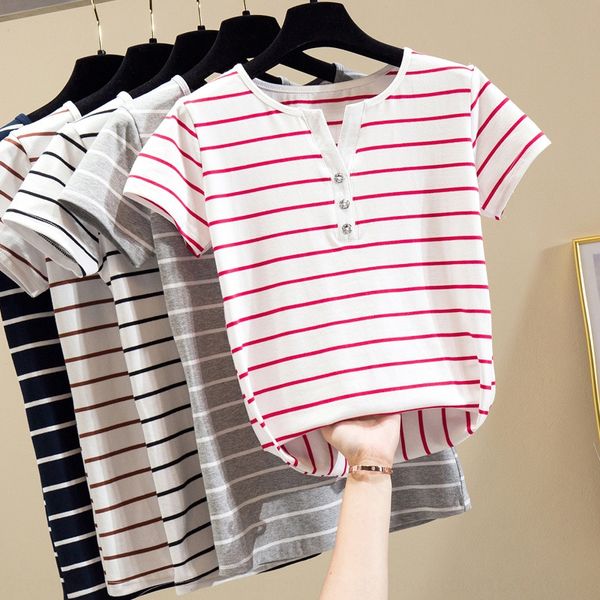 mslmx hanging s2020 summer new large size women's small v-neck women's slim striped cotton short sleeve t-shirt t-shirt clothing c, White
mslmx hanging s2020 summer new large size women's small v-neck women's slim striped cotton short sleeve t-shirt t-shirt clothing c, White
