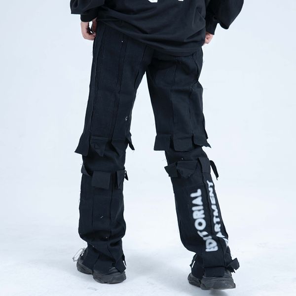 high street patchwork draped trousers men and women drawstring loose casual pants solid hip hop oversize pants, Black
high street patchwork draped trousers men and women drawstring loose casual pants solid hip hop oversize pants, Black