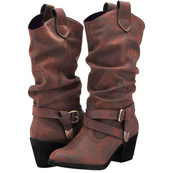 womens leather autumn winter boots cross strap knee-high buckle shoe woman square root heels cowboy low-heeled slip-on boots, Black
womens leather autumn winter boots cross strap knee-high buckle shoe woman square root heels cowboy low-heeled slip-on boots, Black