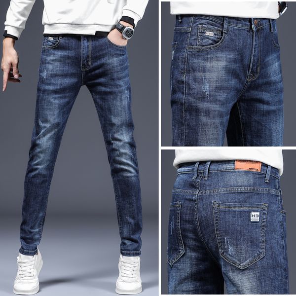 autumn men's denim trousers trend brand high elastic slim feet pants classic version all-match simple and comfortable blue jeans
autumn men's denim trousers trend brand high elastic slim feet pants classic version all-match simple and comfortable blue jeans