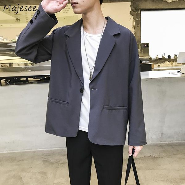 men blazers solid single button pocket spring korean chic simple leisure mens outwear loose ins students retro daily fashion new, White;black
men blazers solid single button pocket spring korean chic simple leisure mens outwear loose ins students retro daily fashion new, White;black