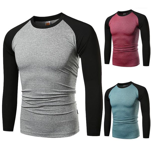 long sleeve crew neck patchwork color mens tees sports breathable male spring autumn designer mens tshirts slim, White;black 
long sleeve crew neck patchwork color mens tees sports breathable male spring autumn designer mens tshirts slim, White;black