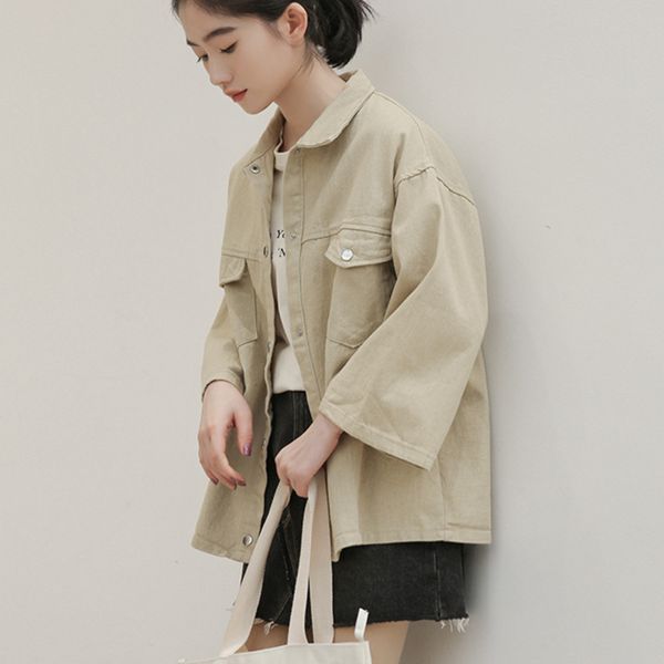 autumn korean style trendy harajuku denim jacket coat women 2020 casual loose pockets turn down collar jeans jacket outwear, Black;brown
autumn korean style trendy harajuku denim jacket coat women 2020 casual loose pockets turn down collar jeans jacket outwear, Black;brown