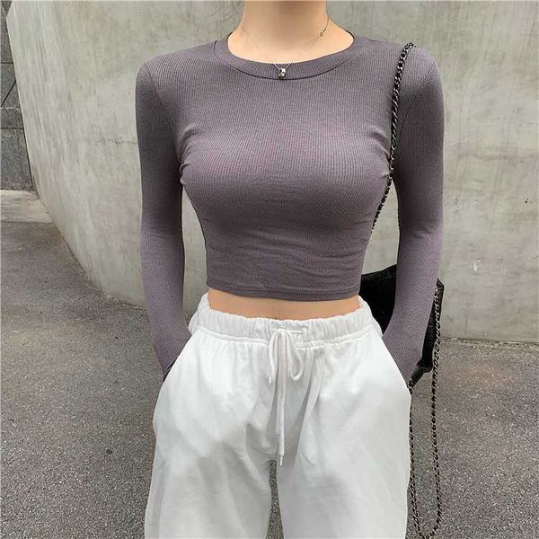 women o-neck cropped t-shirts girls full sleeve sheath thin tshirt basic crop for female gr2100, White
women o-neck cropped t-shirts girls full sleeve sheath thin tshirt basic crop for female gr2100, White