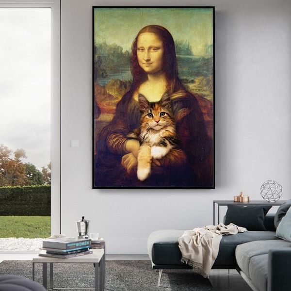 famous art mona lisa holding the cat funny art canvas paintings wall art pictures for living room home decor (no frame
famous art mona lisa holding the cat funny art canvas paintings wall art pictures for living room home decor (no frame