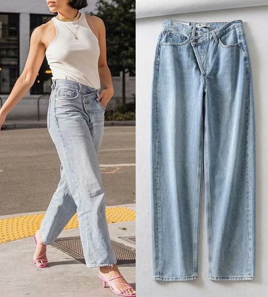 ins autumn new style 2019 lingyanazar celebrity inspired fashion asymmetric wrong waist design high waist straight tube daddy jeans sale, Blue
ins autumn new style 2019 lingyanazar celebrity inspired fashion asymmetric wrong waist design high waist straight tube daddy jeans sale, Blue