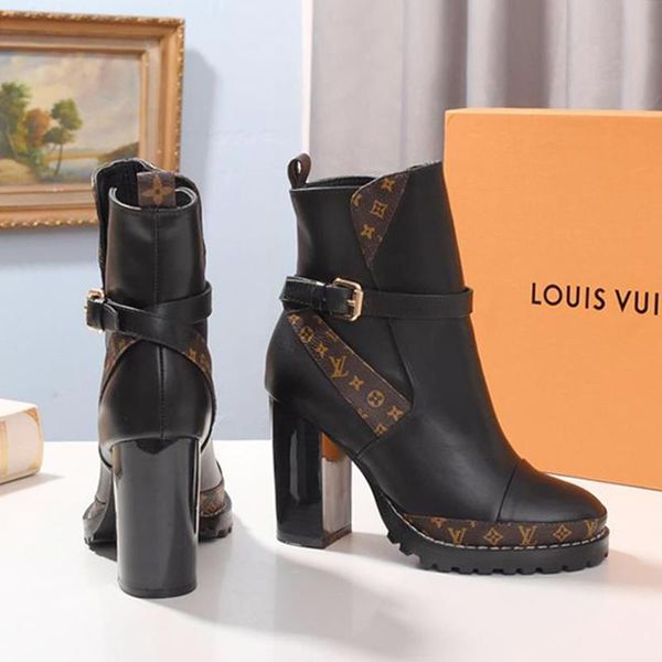women luxury boots leather star trail ankle boot chunky heel leather platform desert luxury style womens shoes bottes femmes with origin box, Black
women luxury boots leather star trail ankle boot chunky heel leather platform desert luxury style womens shoes bottes femmes with origin box, Black