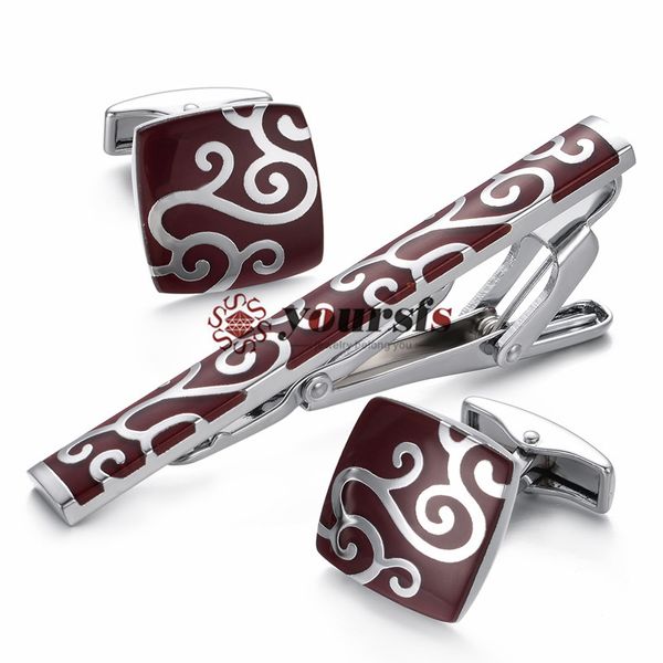 yoursfs men's red tie bar and square cufflinks traditional engraving pattern fashion tie clip cufflinks set, Silver;golden
yoursfs men's red tie bar and square cufflinks traditional engraving pattern fashion tie clip cufflinks set, Silver;golden