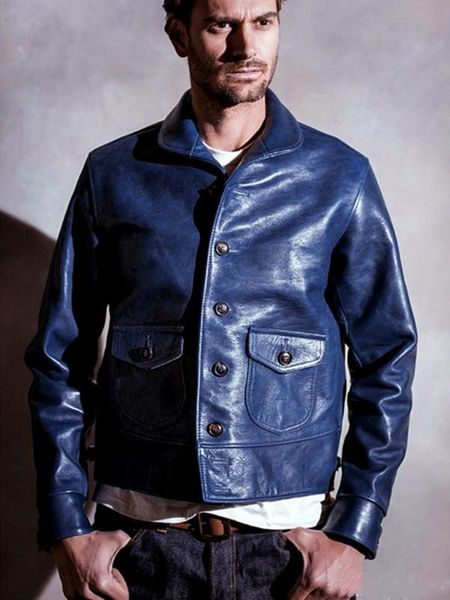 yrreserve vegetable tanned japan cowhide jacket,classic casual style,mens fashion indigo genuine leather coat, Black
yrreserve vegetable tanned japan cowhide jacket,classic casual style,mens fashion indigo genuine leather coat, Black