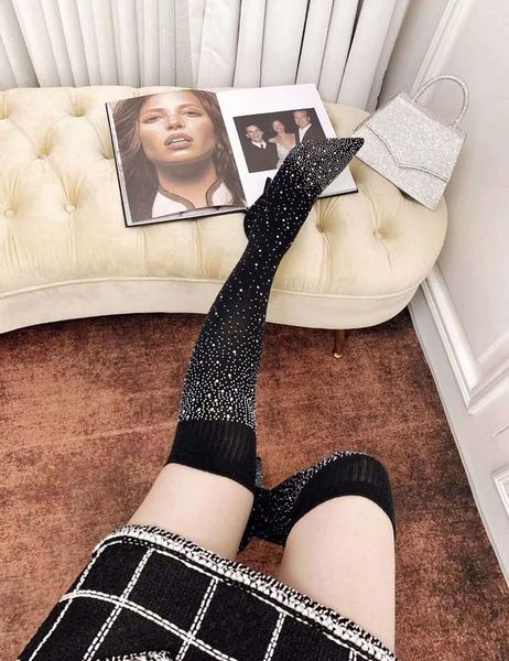 8.5cm heel women ladies blingbling rhinestone autumn spring long knee boots nina elastic socks design nn3950, Black
8.5cm heel women ladies blingbling rhinestone autumn spring long knee boots nina elastic socks design nn3950, Black