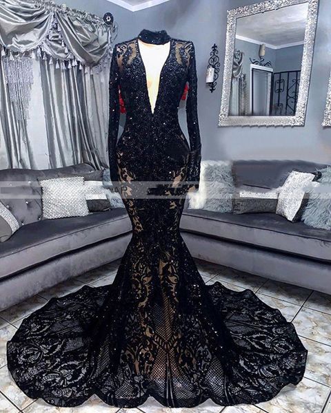 long sparkly prom dresses 2020 high neck long sleeve beaded lace sequined black girls african women mermaid prom party gowns
long sparkly prom dresses 2020 high neck long sleeve beaded lace sequined black girls african women mermaid prom party gowns