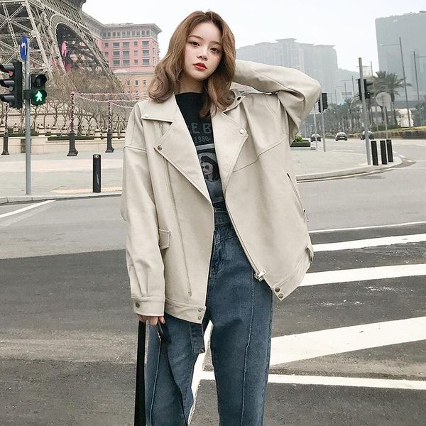 women's leather jacket spring autumn 2020 new fashion short korean casual loose motorcycle casual pu leather women's jacket w78, Black
women's leather jacket spring autumn 2020 new fashion short korean casual loose motorcycle casual pu leather women's jacket w78, Black