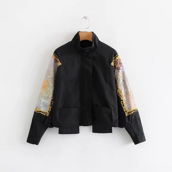 f1917-wind women's clothing 2019 autumn new clothing loose stand collar printed embroidered jacket jacket for women, Black;brown
f1917-wind women's clothing 2019 autumn new clothing loose stand collar printed embroidered jacket jacket for women, Black;brown
