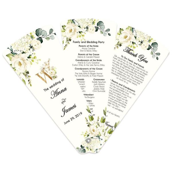 sample for wedding program petal fans assembled single side printing green customized printed three pages
sample for wedding program petal fans assembled single side printing green customized printed three pages
