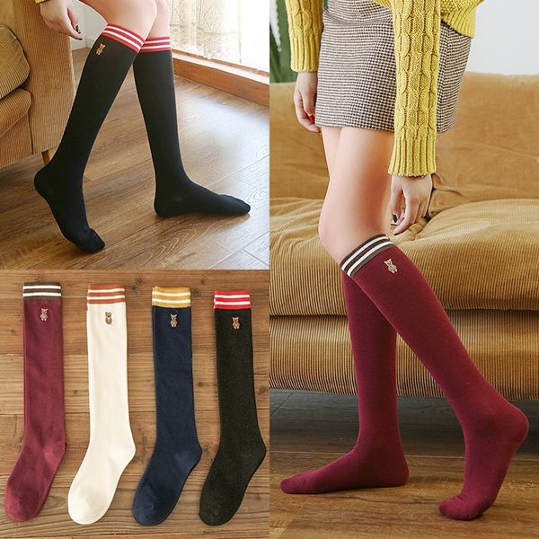 autumn women's embroidered bear 2-bar knee-high socks cotton women'sstyle parallel bars parallel bars calf socks, Pink;yellow
autumn women's embroidered bear 2-bar knee-high socks cotton women'sstyle parallel bars parallel bars calf socks, Pink;yellow
