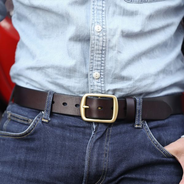 men's and pin jeans leather youth copper buckle men's belt casual pin buckle head layer pure cowhide jeans belt tide, Black;brown
men's and pin jeans leather youth copper buckle men's belt casual pin buckle head layer pure cowhide jeans belt tide, Black;brown