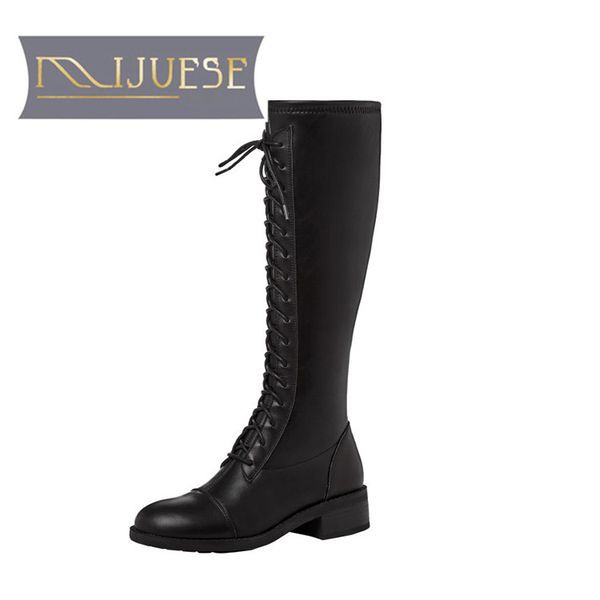 mljuese 2021 women knee-high boots cow leather winter short plush round toe lace-up med heels female motorcycle boots size 39, Black
mljuese 2021 women knee-high boots cow leather winter short plush round toe lace-up med heels female motorcycle boots size 39, Black