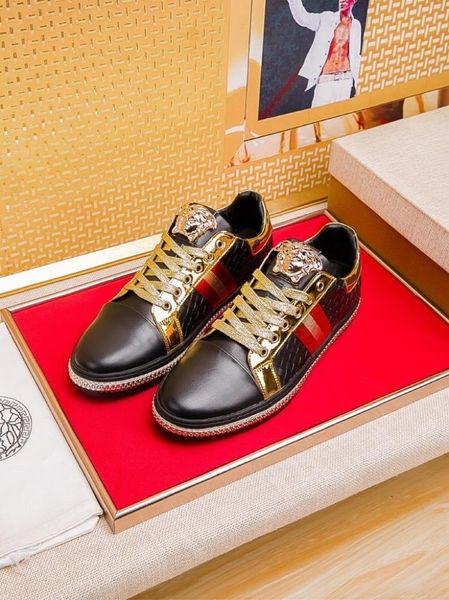 2020q high-end medusa leather printed low-lace-up casual shoes, fashionable and versatile personality sports shoes for men, size: 38-45, Black
2020q high-end medusa leather printed low-lace-up casual shoes, fashionable and versatile personality sports shoes for men, size: 38-45, Black