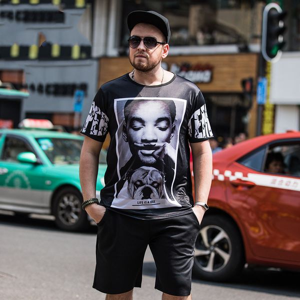 plus size 2 pieces set summer men's t-shirt fun print off man ice silk short-sleeved t-shirt and short suit, Gray
plus size 2 pieces set summer men's t-shirt fun print off man ice silk short-sleeved t-shirt and short suit, Gray