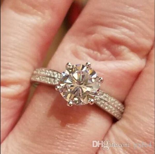 lose money promotion fine jewelry 100% solid sterling silver ring inlay 2 ct sona cz diamond wedding rings for women, Golden;silver
lose money promotion fine jewelry 100% solid sterling silver ring inlay 2 ct sona cz diamond wedding rings for women, Golden;silver